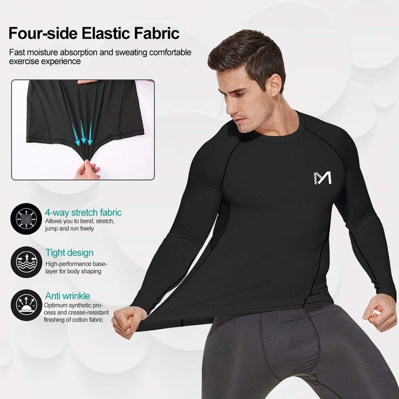MEETYOO mens Men's Compression Undershirt, Black, X-Large US - Image 4
